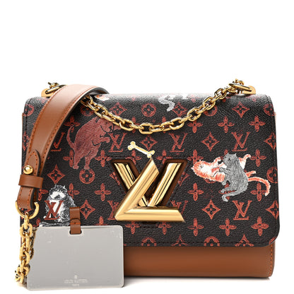 Louis Vuitton Calfskin Catogram Twist Shoulder Bag MM Marron 1 of 9