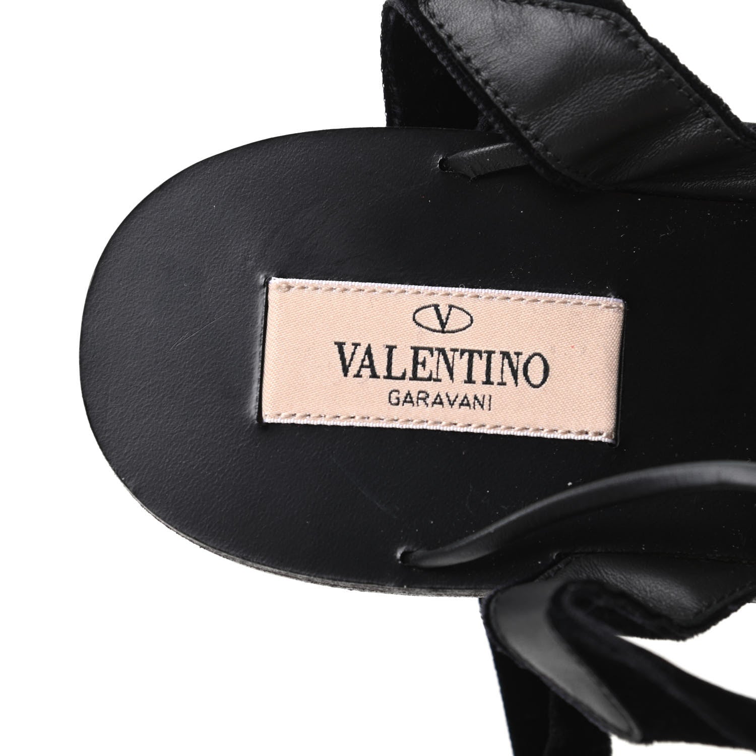 Valentino Garavani Velvet Lace Up Flat Sandals 37 Black 6 of 8