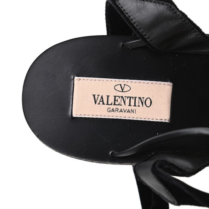 Valentino Garavani Velvet Lace Up Flat Sandals 37 Black 6 of 8