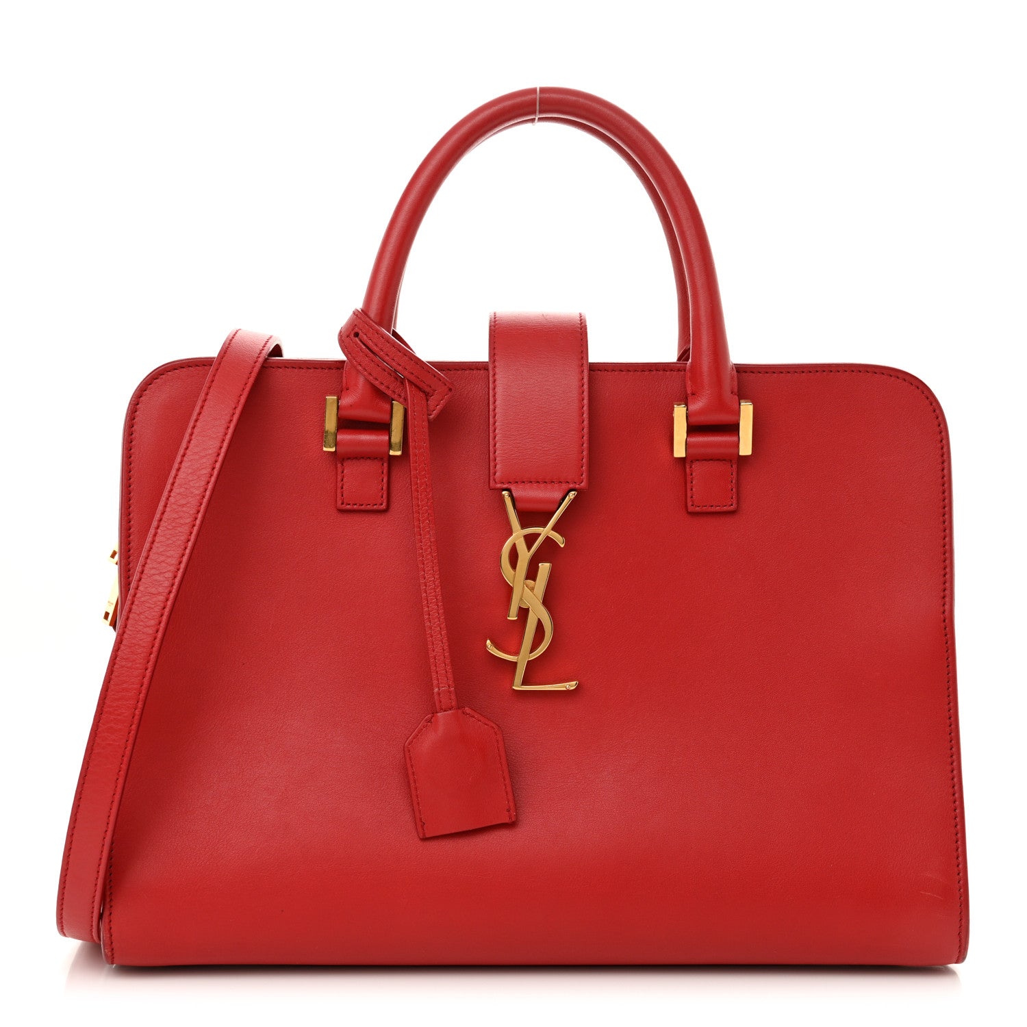 Saint Laurent Calfskin Small Monogram Cabas Lipstick Red 1 of 12
