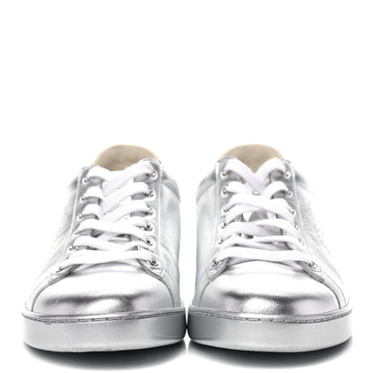 Gucci Metallic Nappa Interlocking G Perforated Womens Ace Sneakers 40.5 Silver 2 of 12