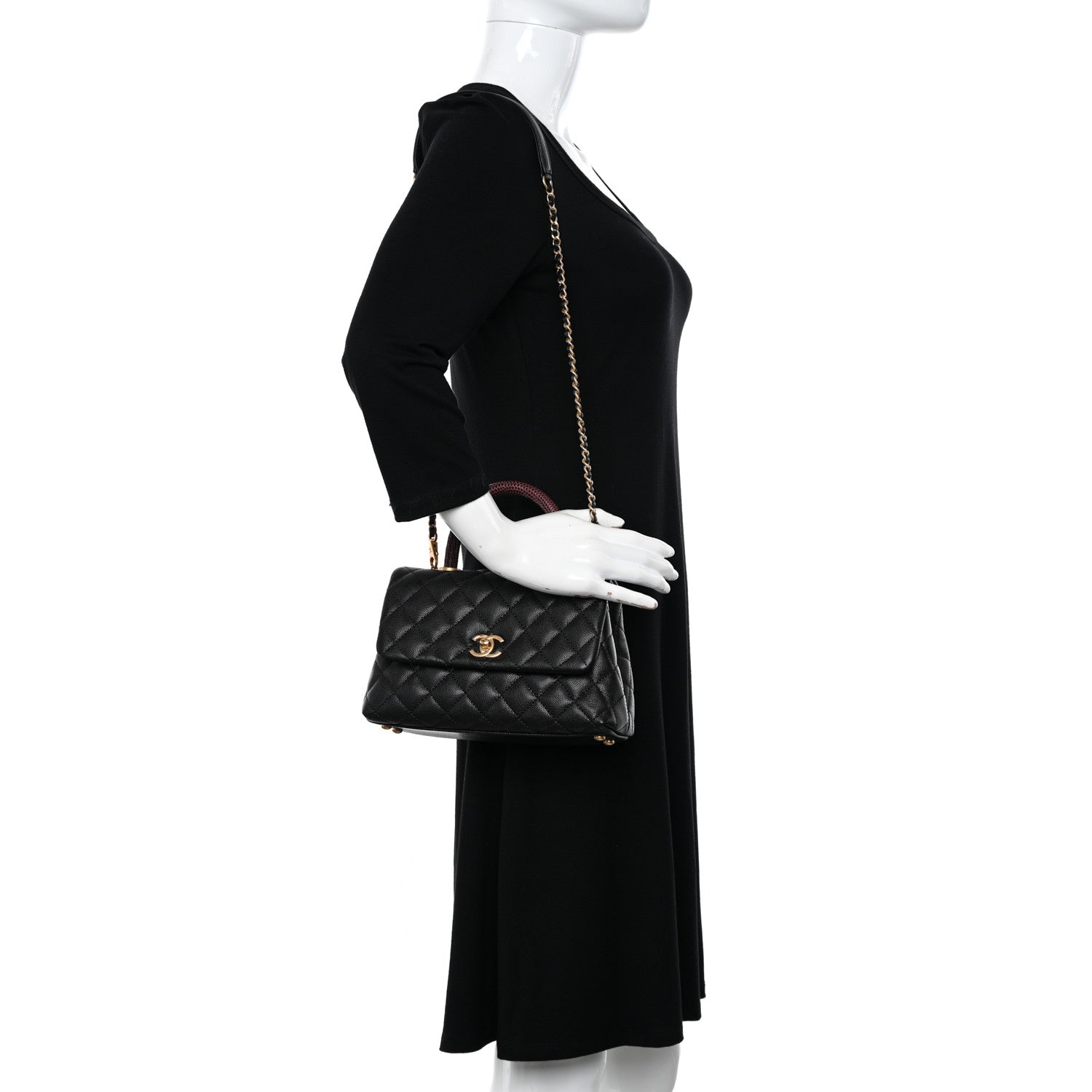 Chanel Caviar Lizard Quilted Mini Coco Handle Flap Black 2 of 10