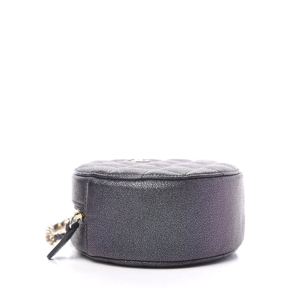Chanel Iridescent Caviar Quilted Round Clutch With Chain Black 3 of 9