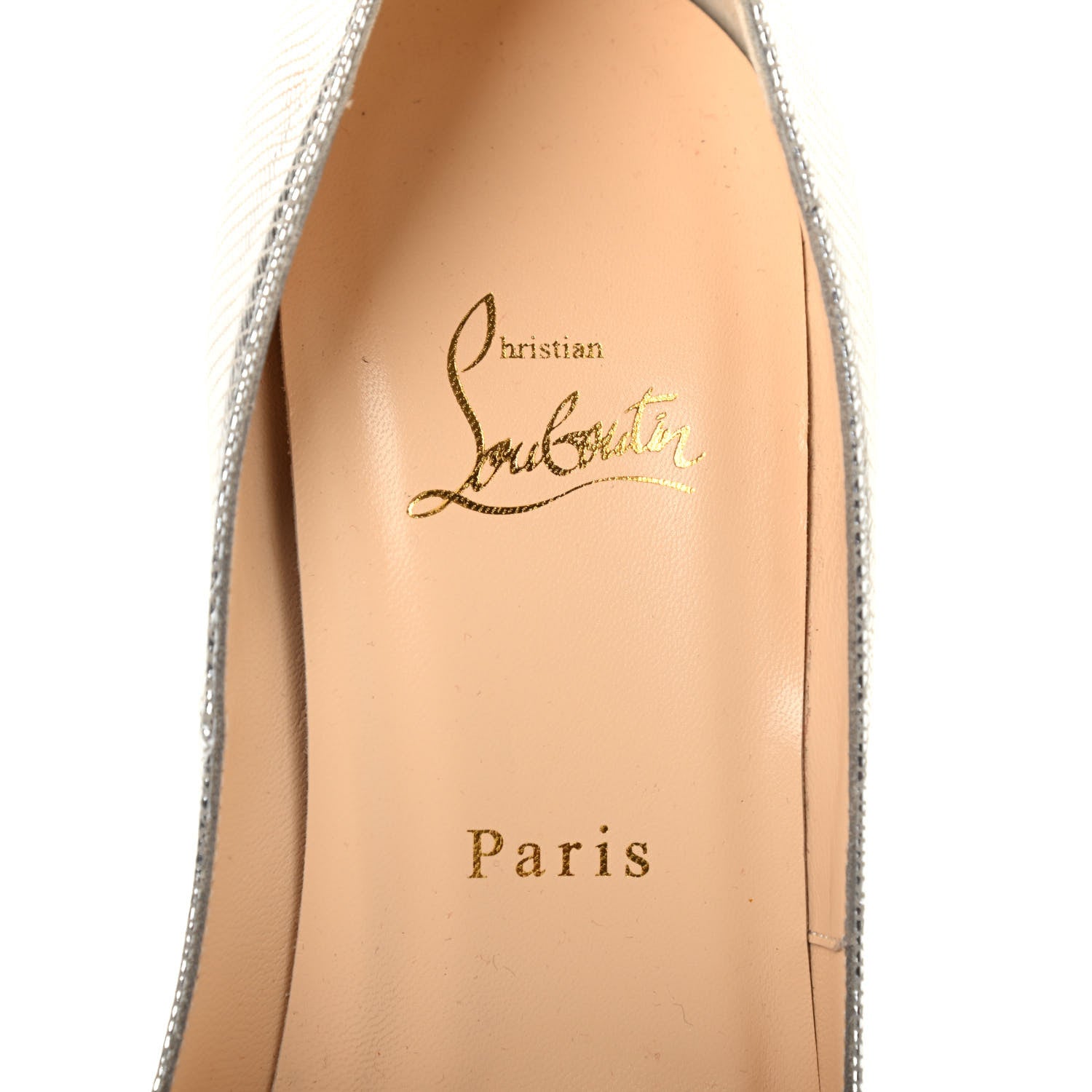 Christian Louboutin Metallic Laminato Dino Lady Peep 150 Pumps 40 Silver 7 of 7