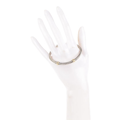 David Yurman Sterling Silver 14K Yellow Gold 5mm Cable Classics Two Station Bracelet 2 of 4