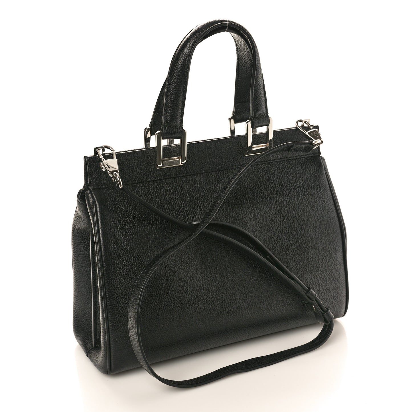 Grainy Calfskin Small Zumi Top Handle Bag Black
