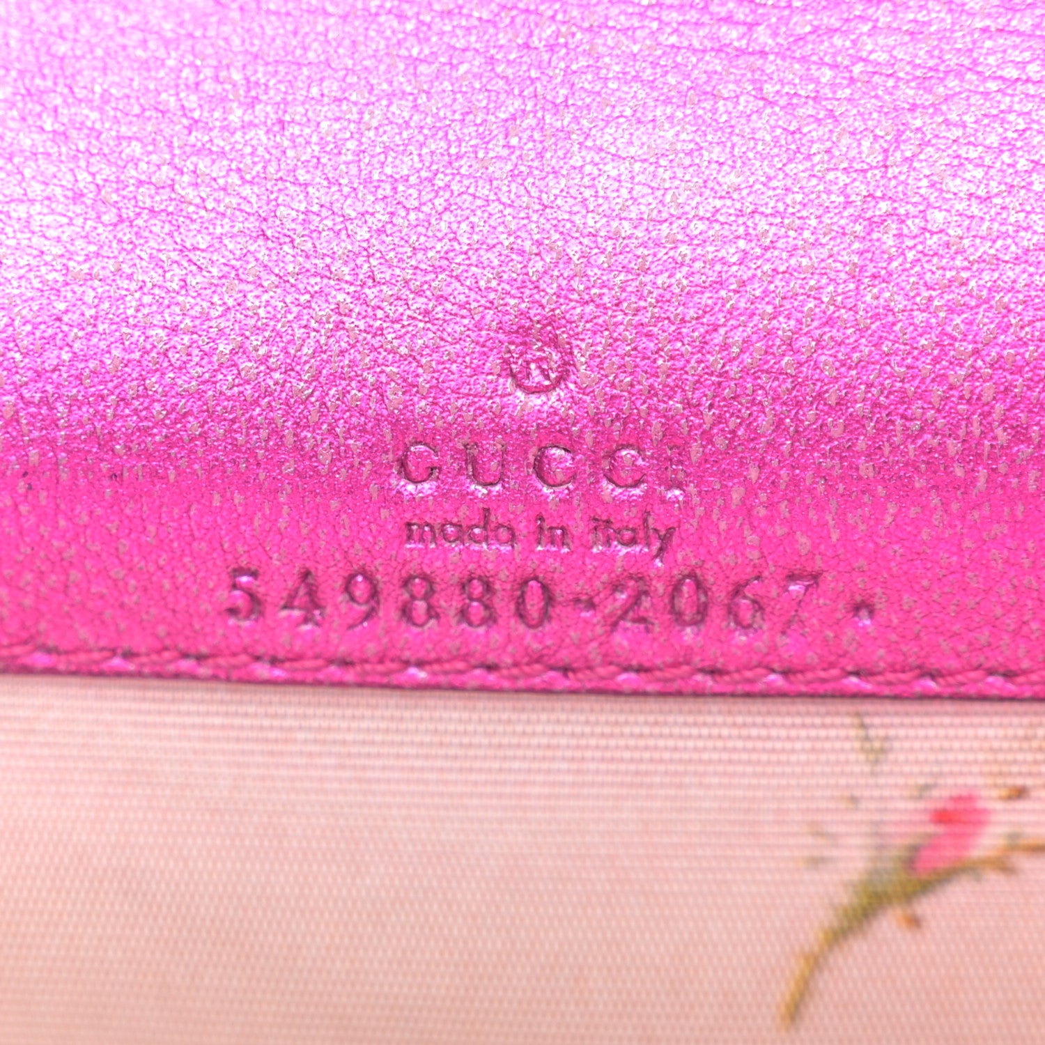 Gucci Metallic Calfskin Matelasse Crystal GG Marmont Mini Bag Fuchsia 6 of 9
