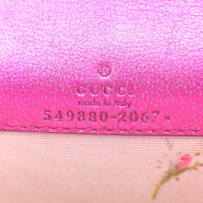 Gucci Metallic Calfskin Matelasse Crystal GG Marmont Mini Bag Fuchsia 6 of 9