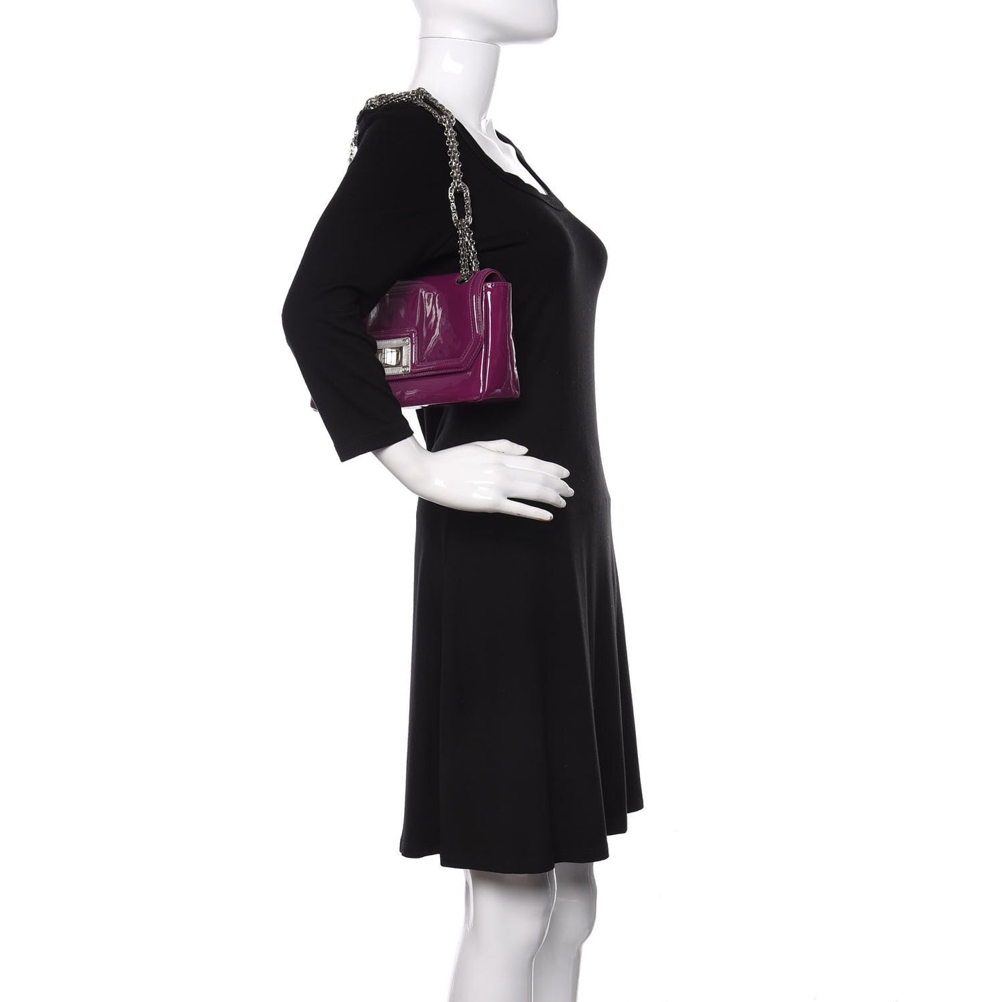 Patent Calfskin Mademoiselle Lock Bijoux Chain Flap Violet