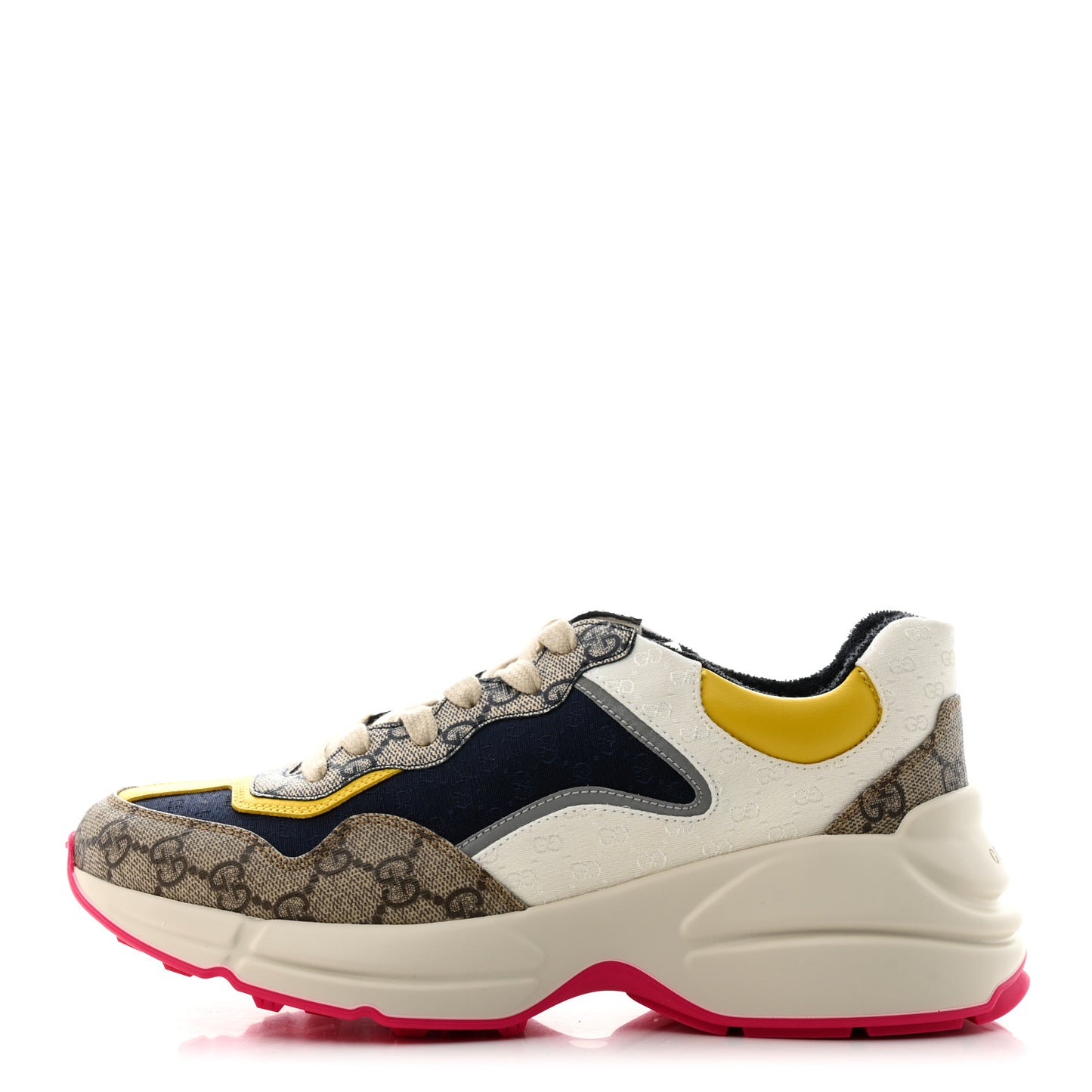 GG Supreme Monogram Mix Monogram Mens Rhyton Sneakers 6.5 London Blue Beige Sun Yellow