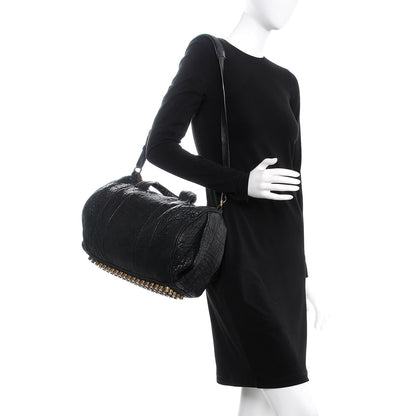 Alexander Wang Pebbled Lambskin Rocco Black Antique Brass Hardware 2 of 15