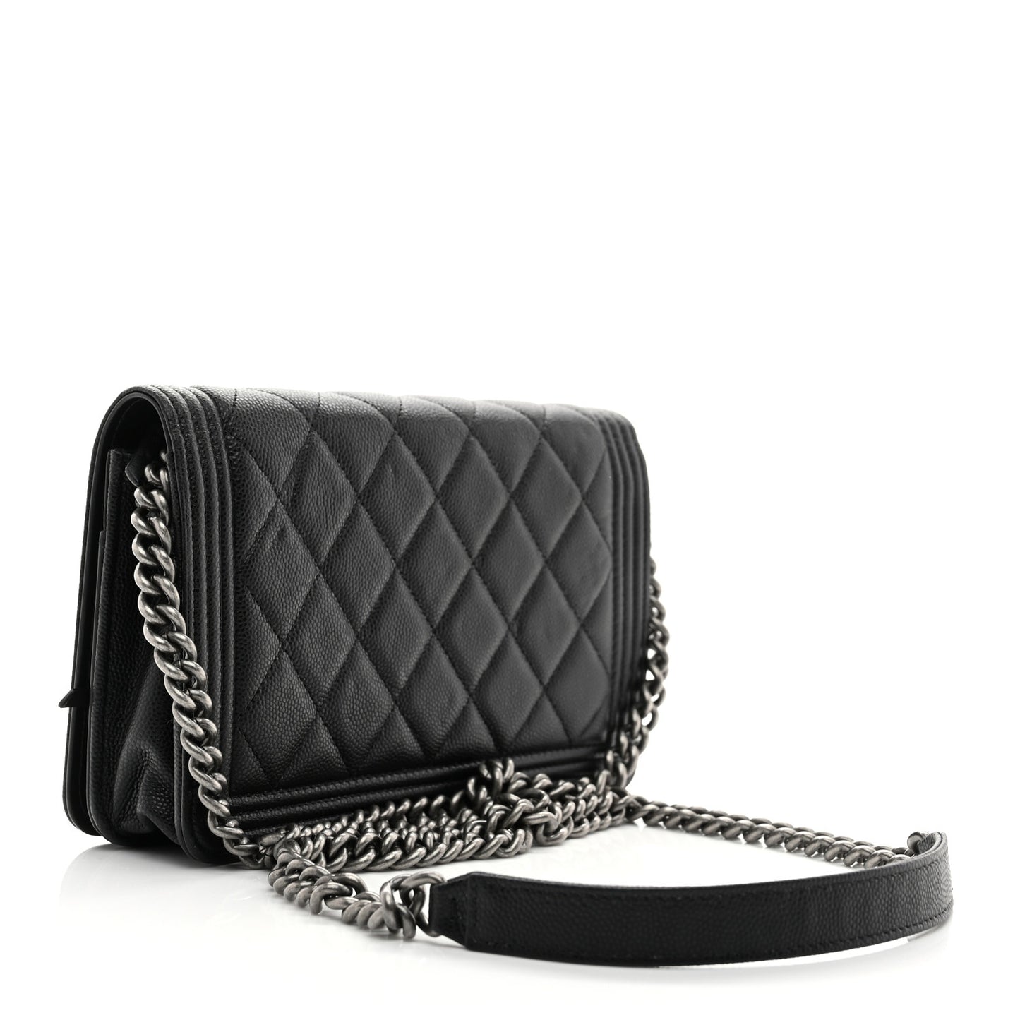 Caviar Quilted Boy Wallet On Chain WOC Black