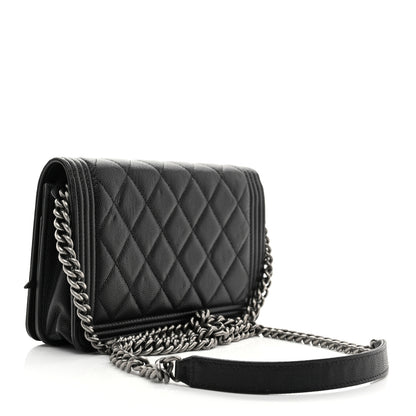 Chanel Caviar Quilted Boy Wallet On Chain WOC Black 3 of 11