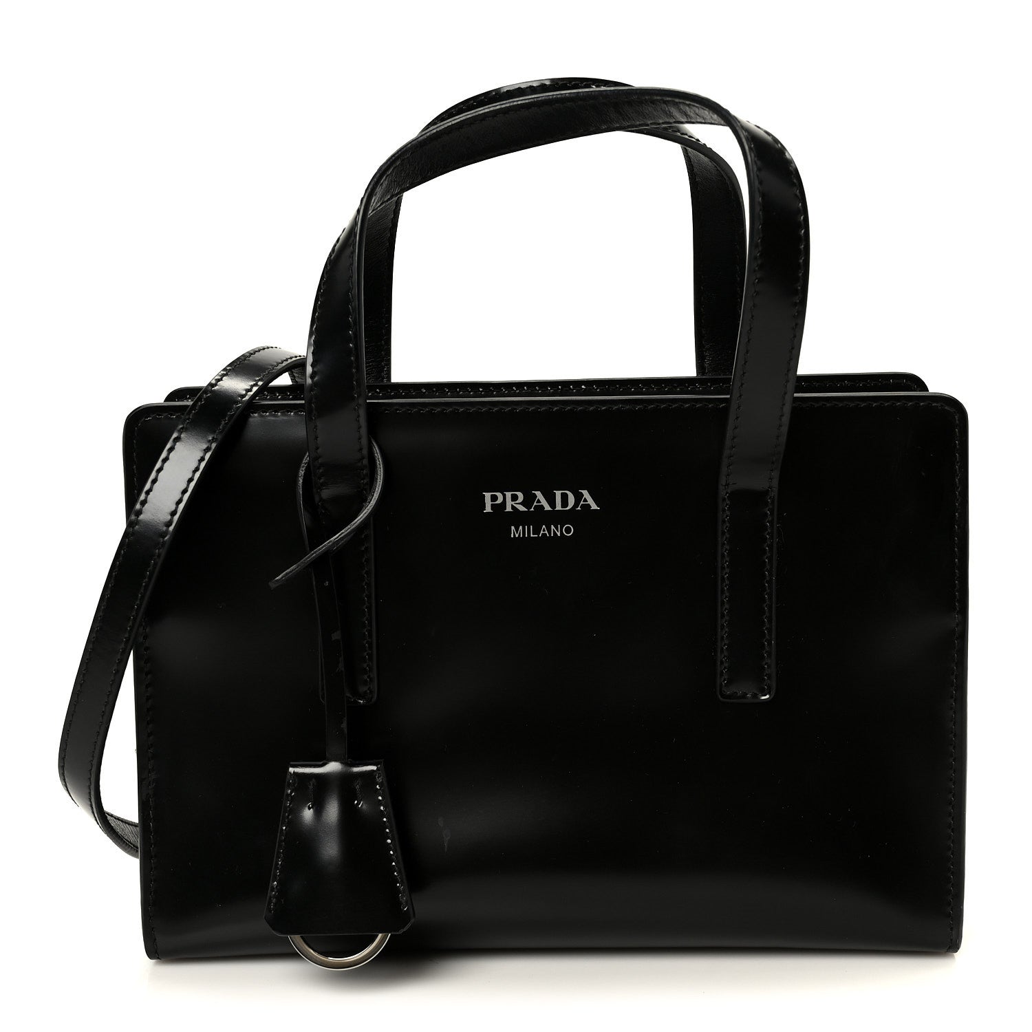 Prada Spazzolato Mini Re-Edition 1995 Double Handle Handbag Black 1 of 9