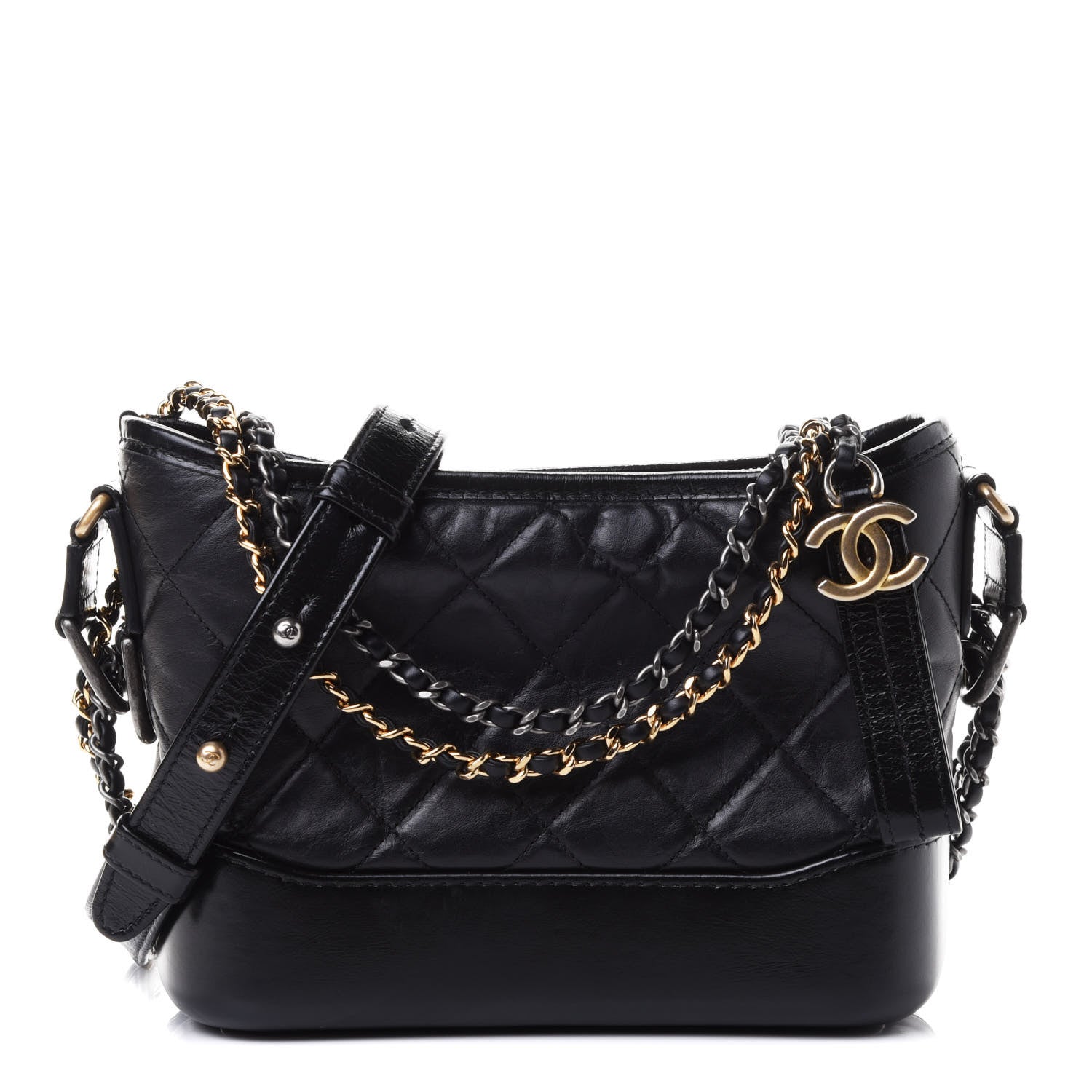 Chanel Aged Calfskin Quilted Small Gabrielle Hobo Black 1 of 4
