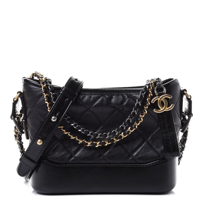 Chanel Aged Calfskin Quilted Small Gabrielle Hobo Black 1 of 4