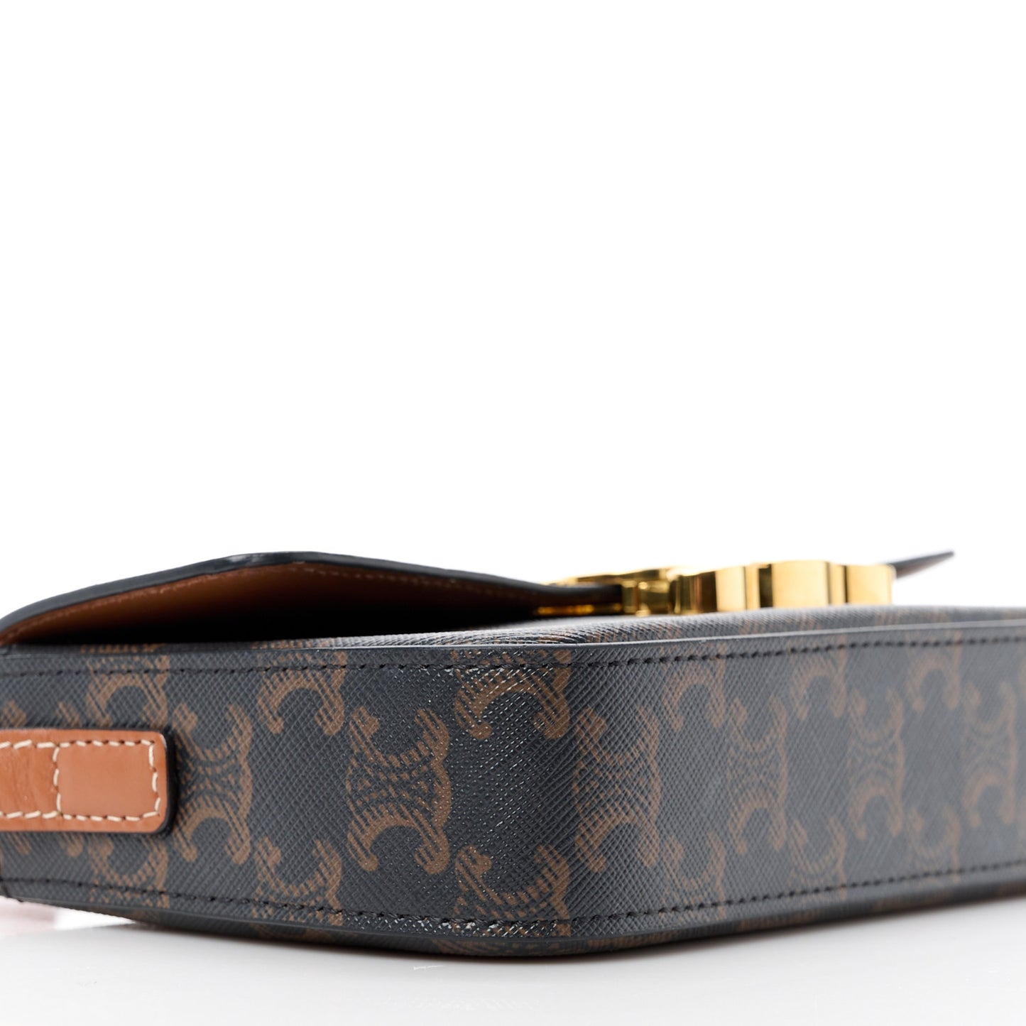 Canvas Calfskin Triomphe Shoulder Bag Tan