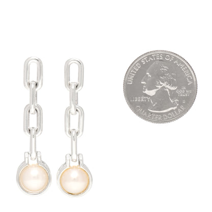 Tiffany Sterling Silver Pearl HardWear Triple Link Earrings 2 of 5