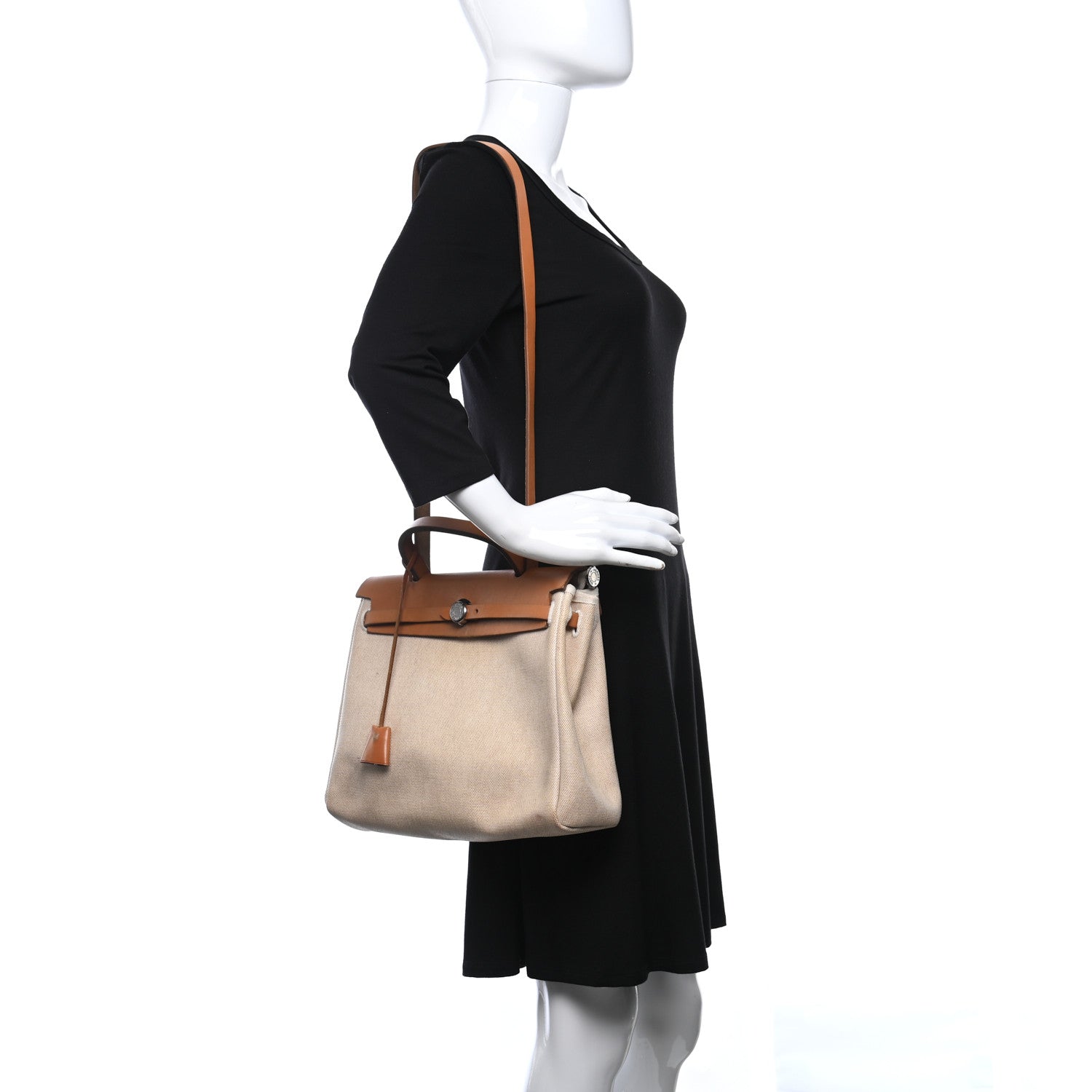 Hermes Toile Vache Calfskin Herbag 30 PM Natural 2 of 16