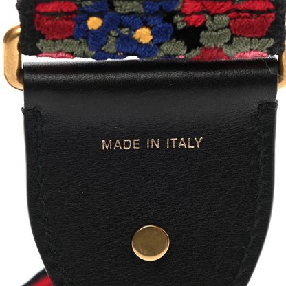 Christian Dior Lambskin Canvas Embroidered Floral Shoulder Strap Multicolor 3 of 4