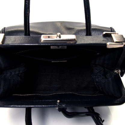 Prada Goatskin Cerniera Doctor Bag Black 4 of 4