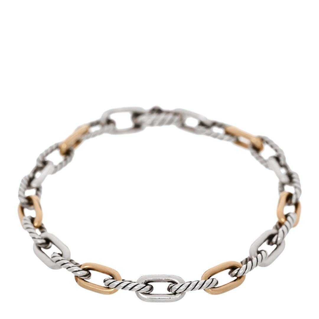 David Yurman Sterling Silver 18K Yellow Gold 5.5mm DY Madison Link Chain Bracelet 1 of 4