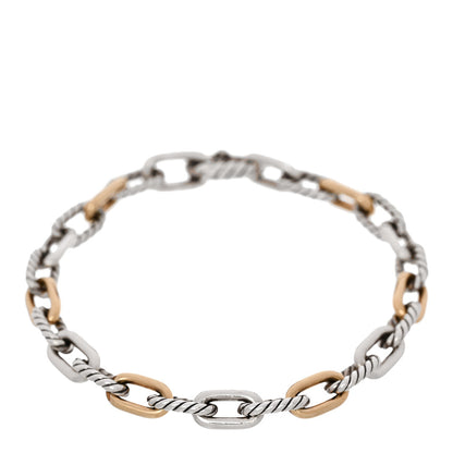 David Yurman Sterling Silver 18K Yellow Gold 5.5mm DY Madison Link Chain Bracelet 1 of 4