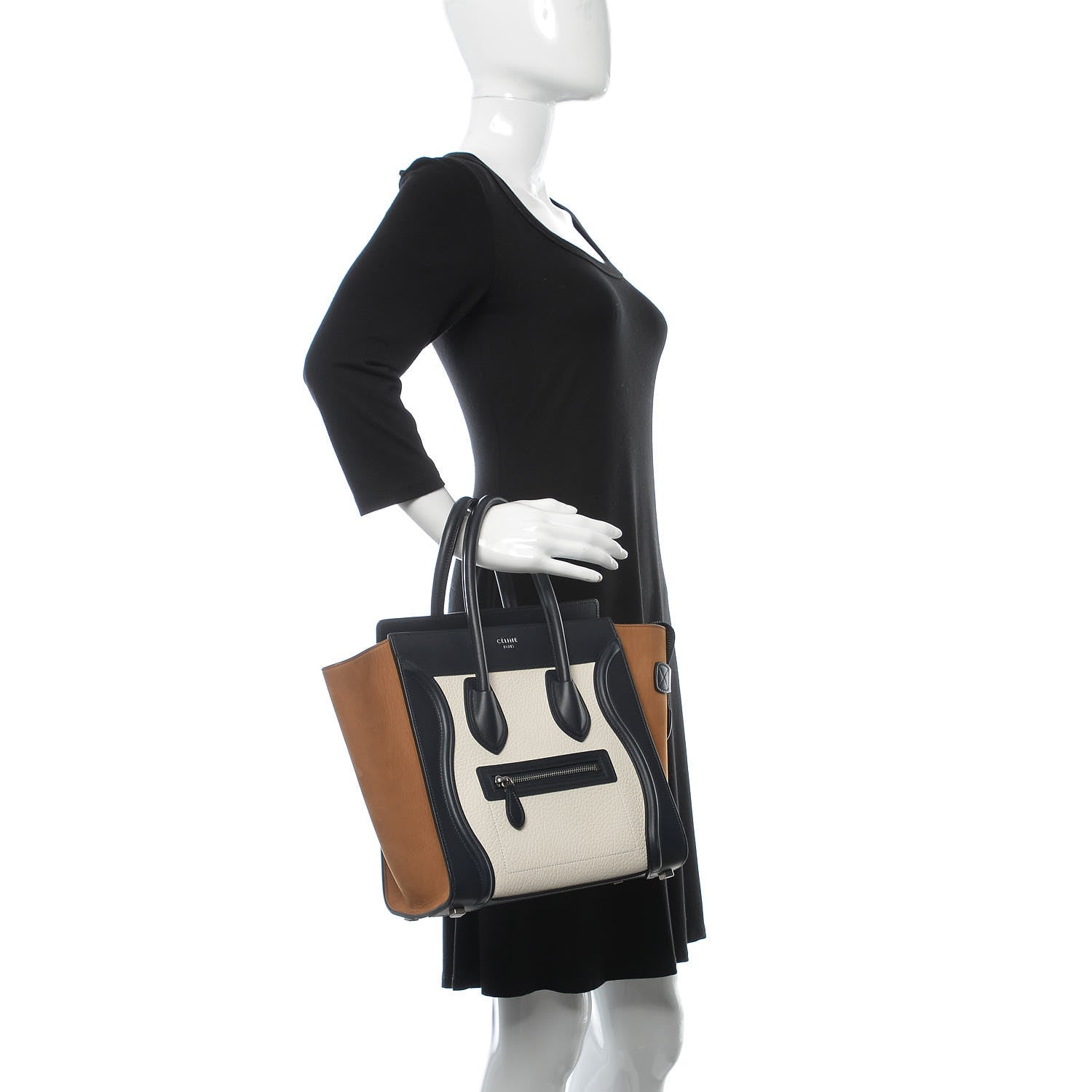 Celine Baby Grained Calfskin Nubuck Micro Tri-Color Luggage White 2 of 12