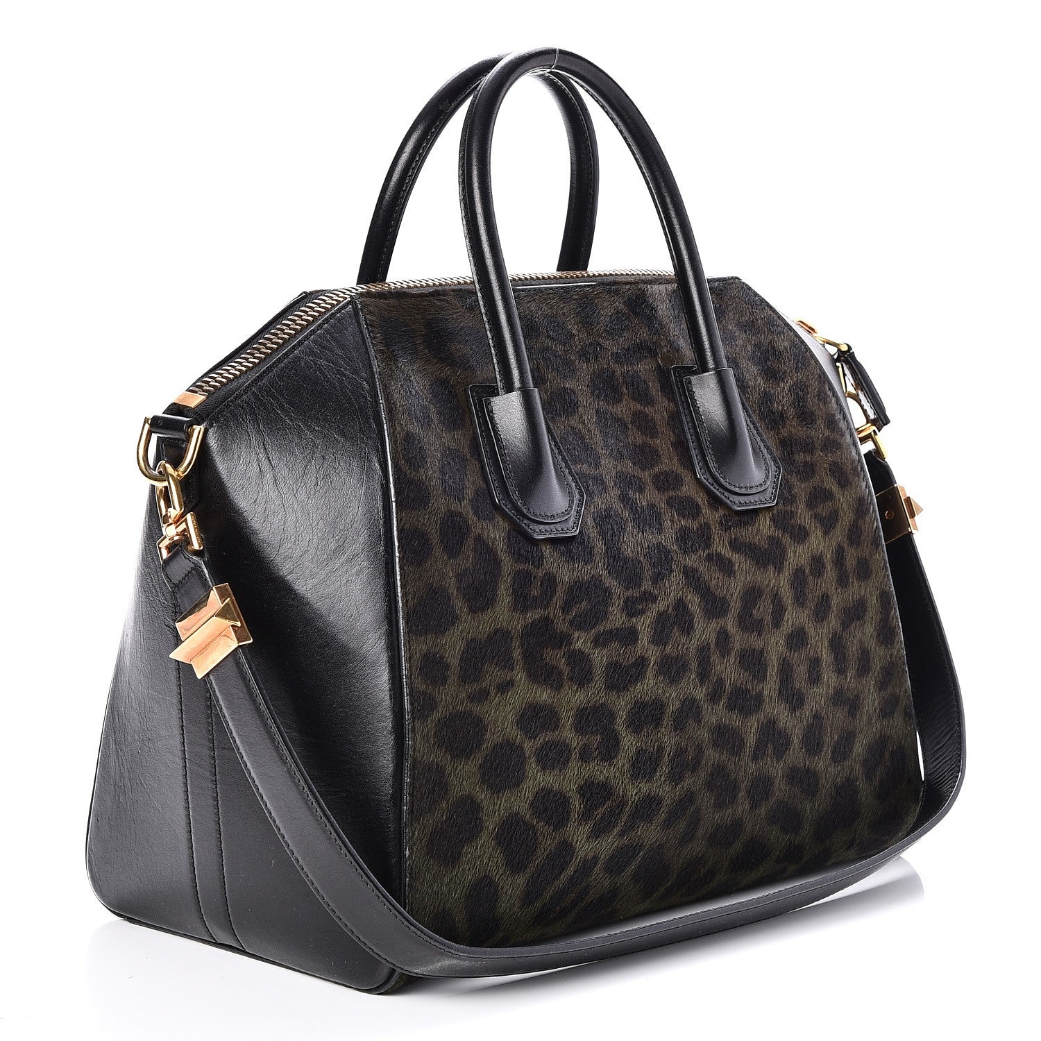 Givenchy Calf Hair Smooth Calfskin Leopard Print Medium Antigona Black 3 of 8