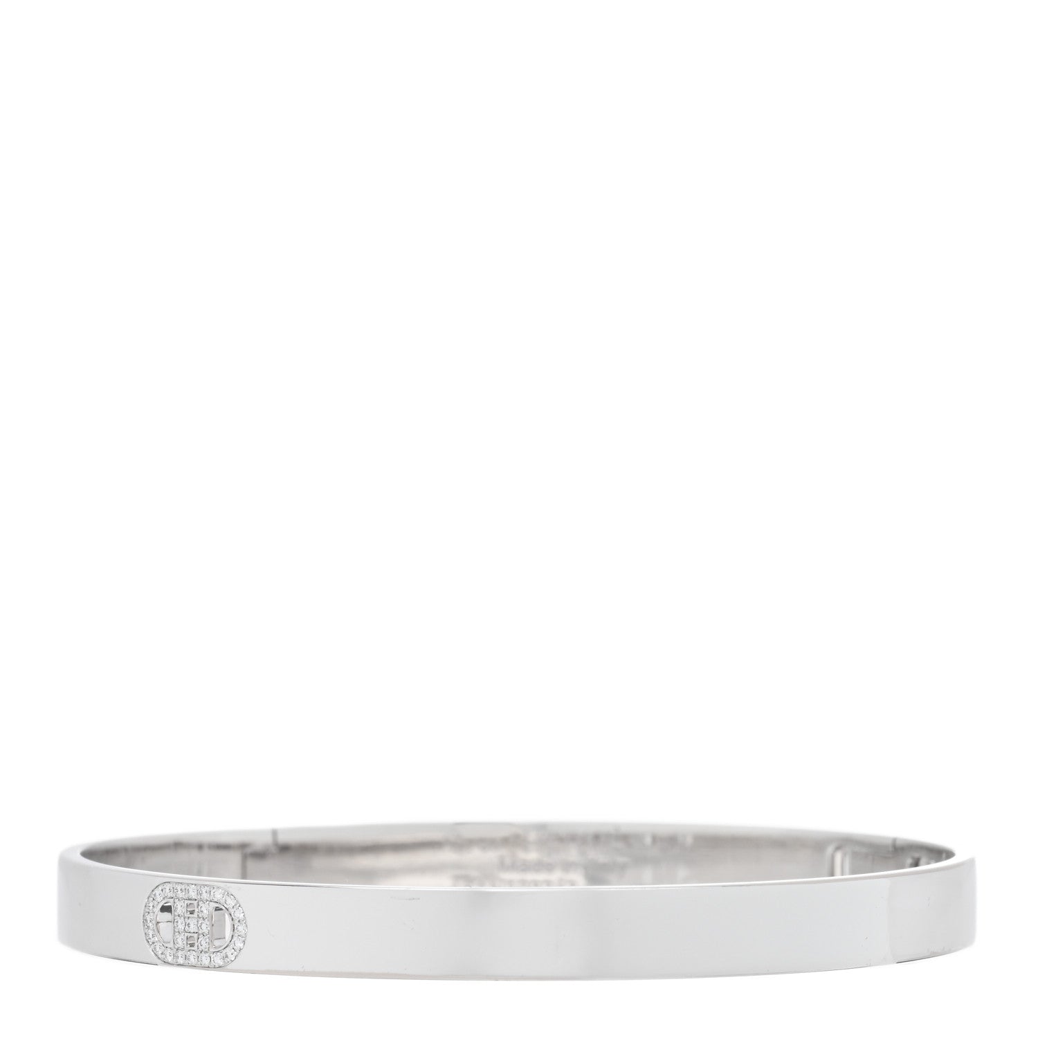 Hermes 18K White Gold Diamond PM H D'Ancre Bracelet SH 1 of 3