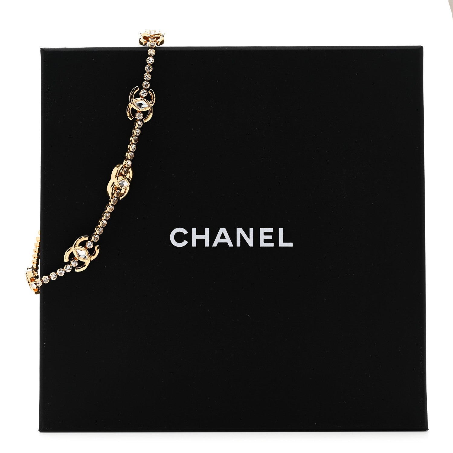 Chanel Metal Crystal CC Marquise Choker Gold 6 of 6
