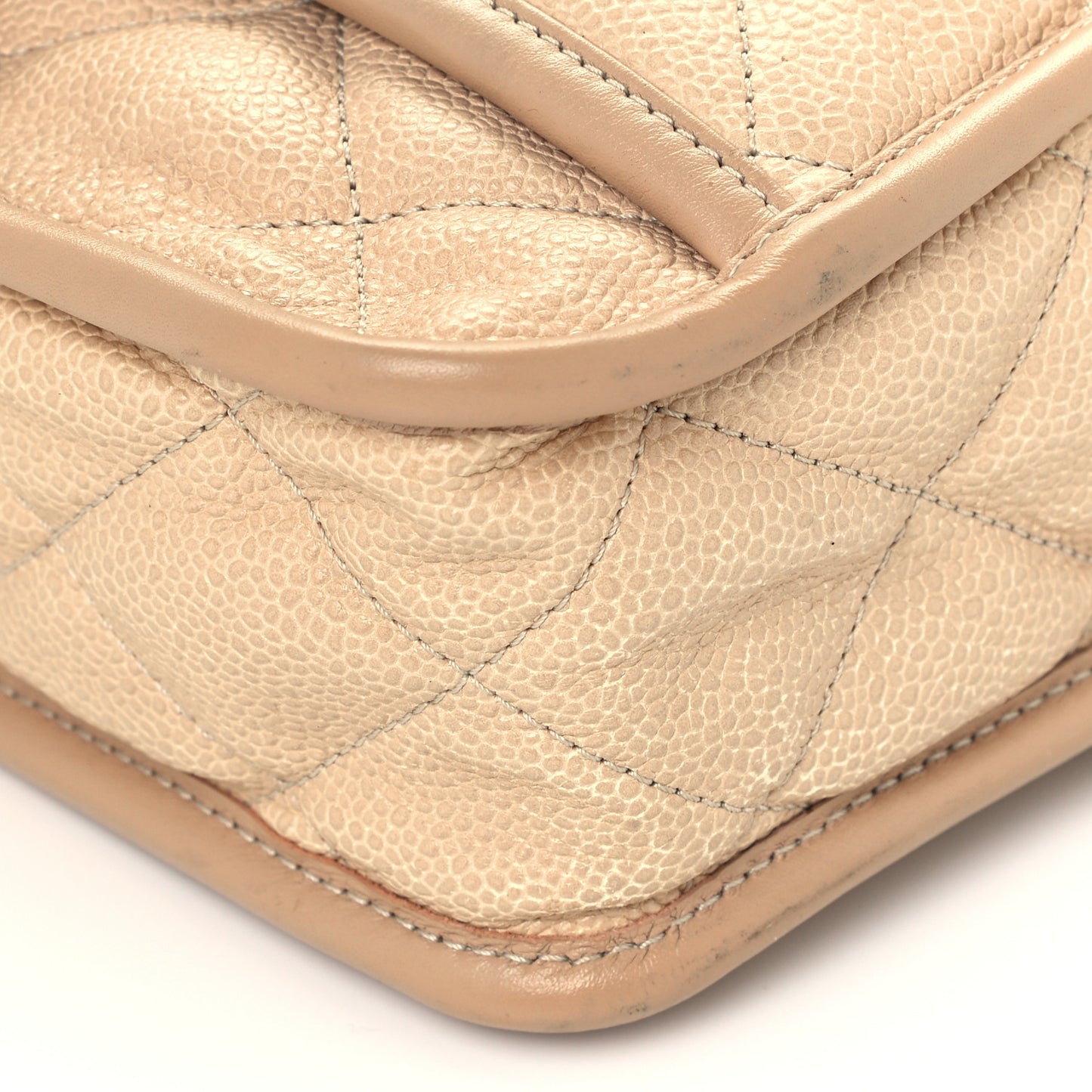 Caviar Quilted Large French Riviera Flap Beige