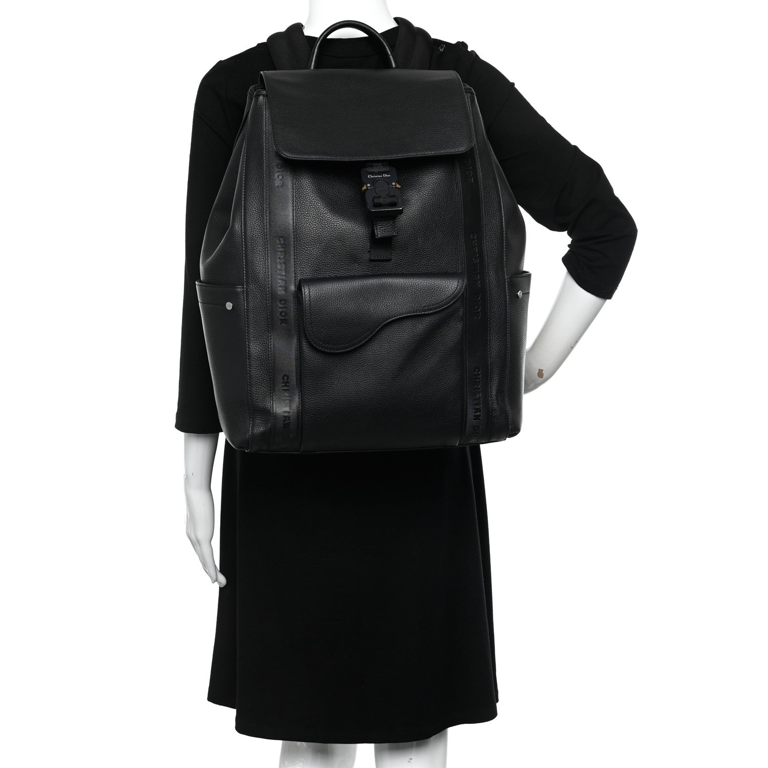 Christian Dior Grained Calfskin Saddle Backpack Black 2 of 11