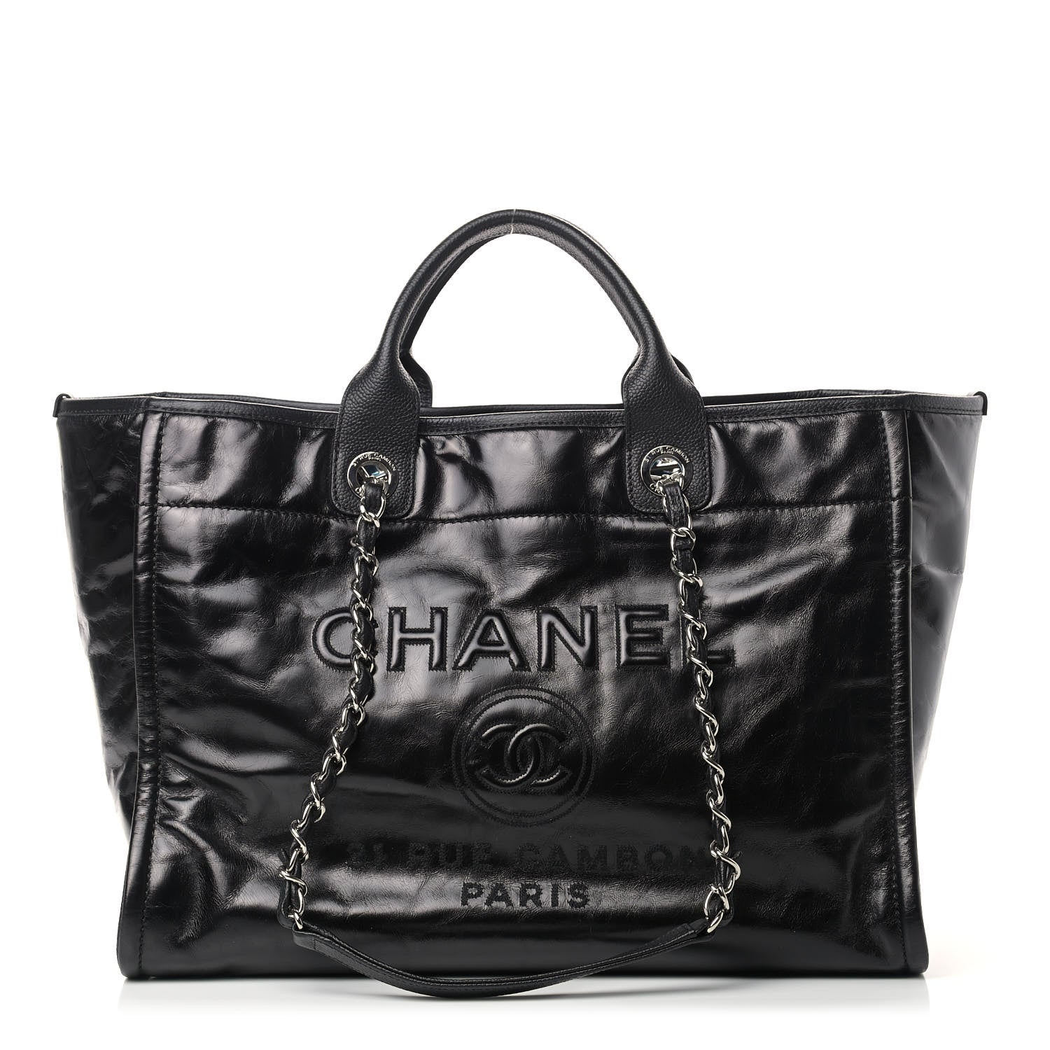 Chanel Glazed Calfskin Medium Deauville Tote Black 1 of 9