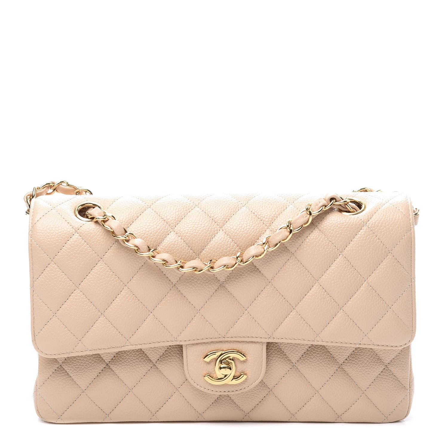 Chanel Caviar Quilted Medium Double Flap Beige Clair 1 of 10