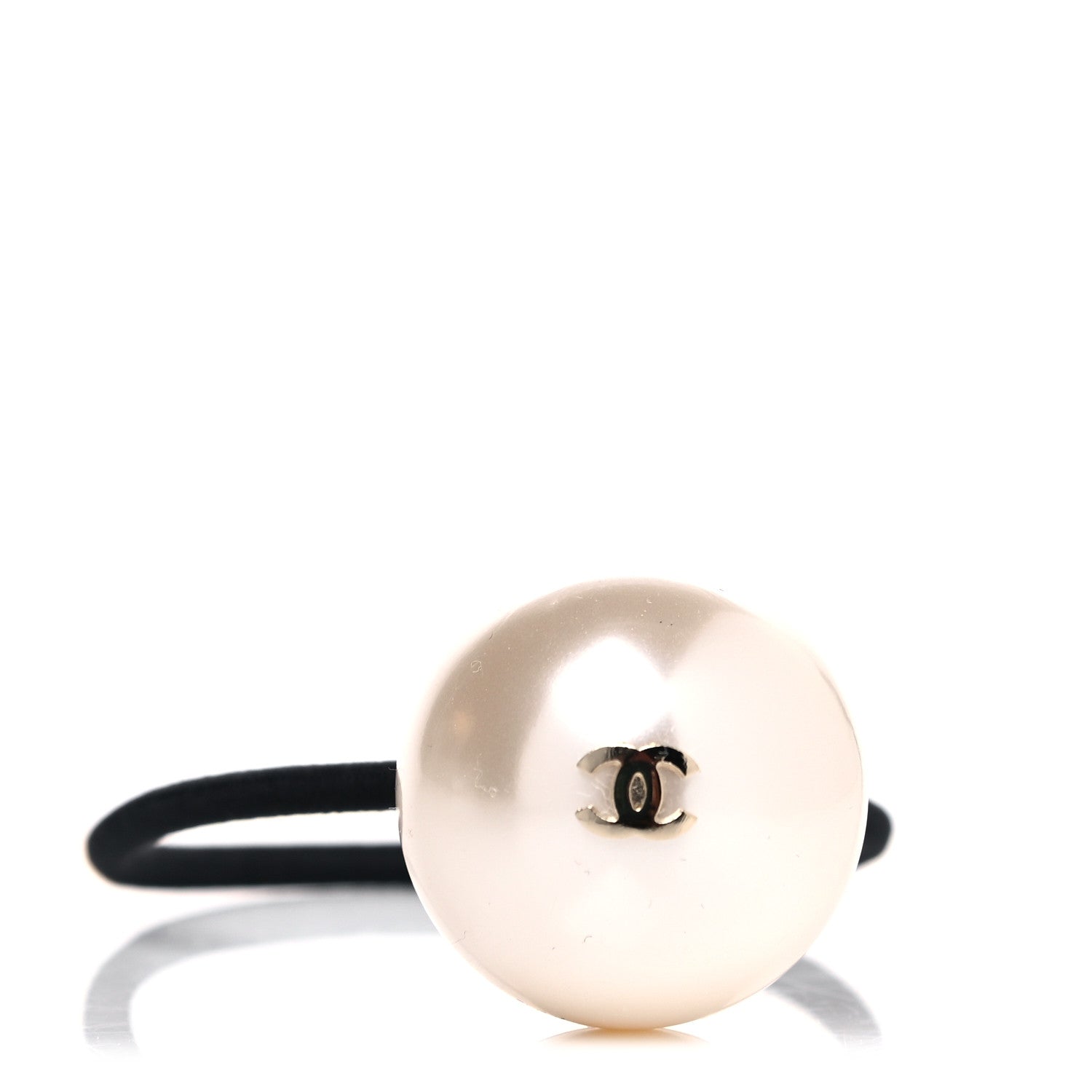 Chanel Pearl CC Hair Tie Black White 1 of 5