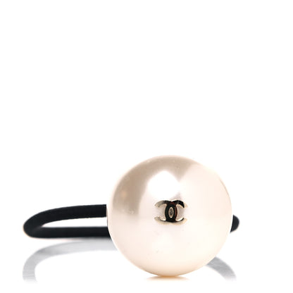 Chanel Pearl CC Hair Tie Black White 1 of 5