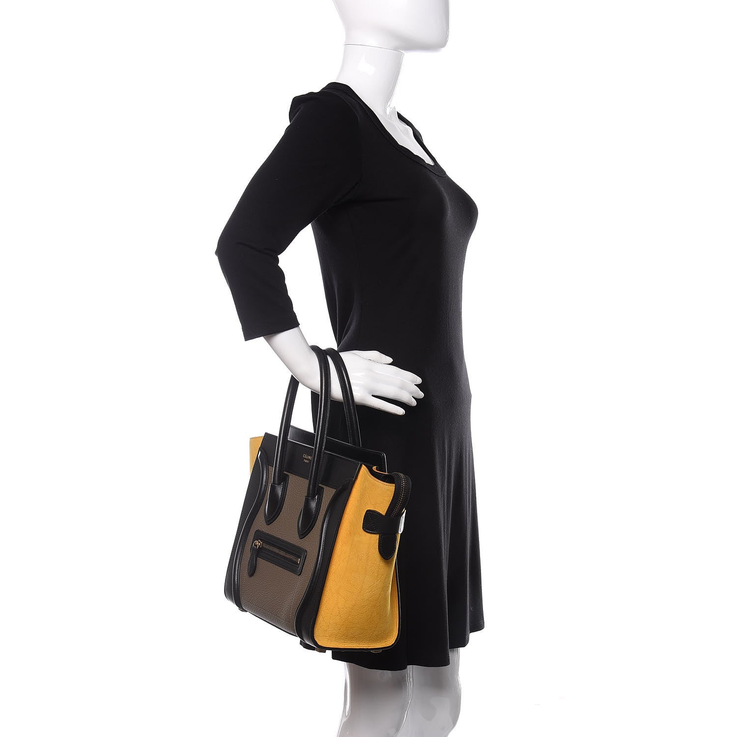 Celine Drummed Calfskin Suede Tri-color Micro Luggage Amber 2 of 17