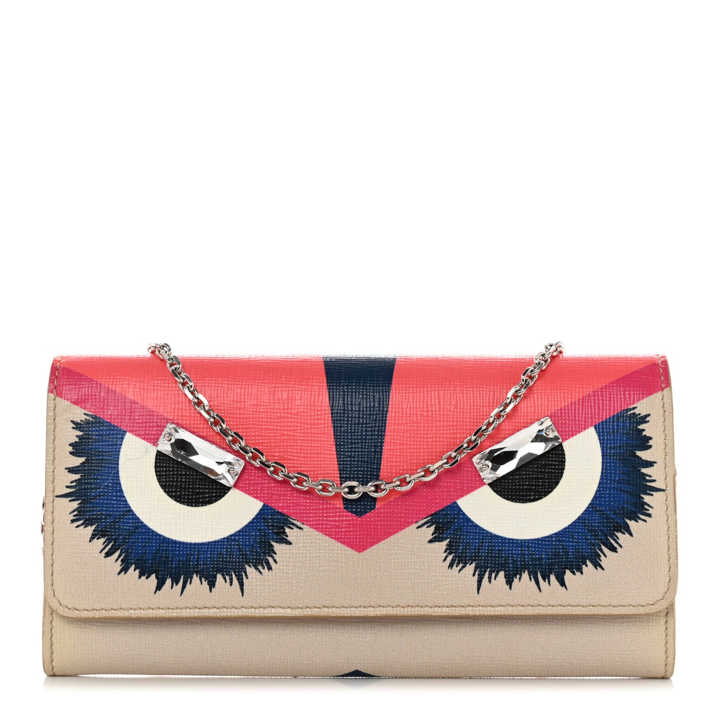 Vitello Elite Crystal Eye Monster Continental Wallet on Chain Bellini Multicolor