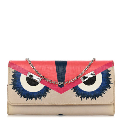 Fendi Vitello Elite Crystal Eye Monster Continental Wallet on Chain Bellini Multicolor 1 of 8