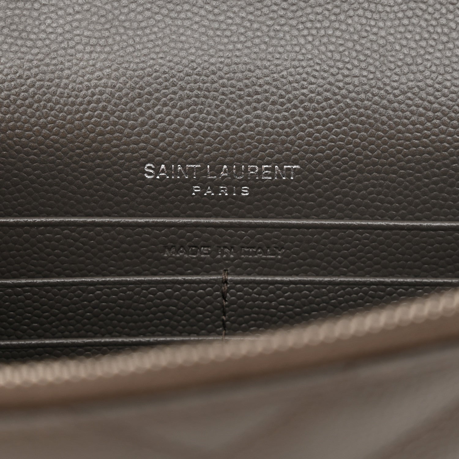 Saint Laurent Grain De Poudre Matelasse Chevron Monogram Envelope Chain Wallet Earth 6 of 13