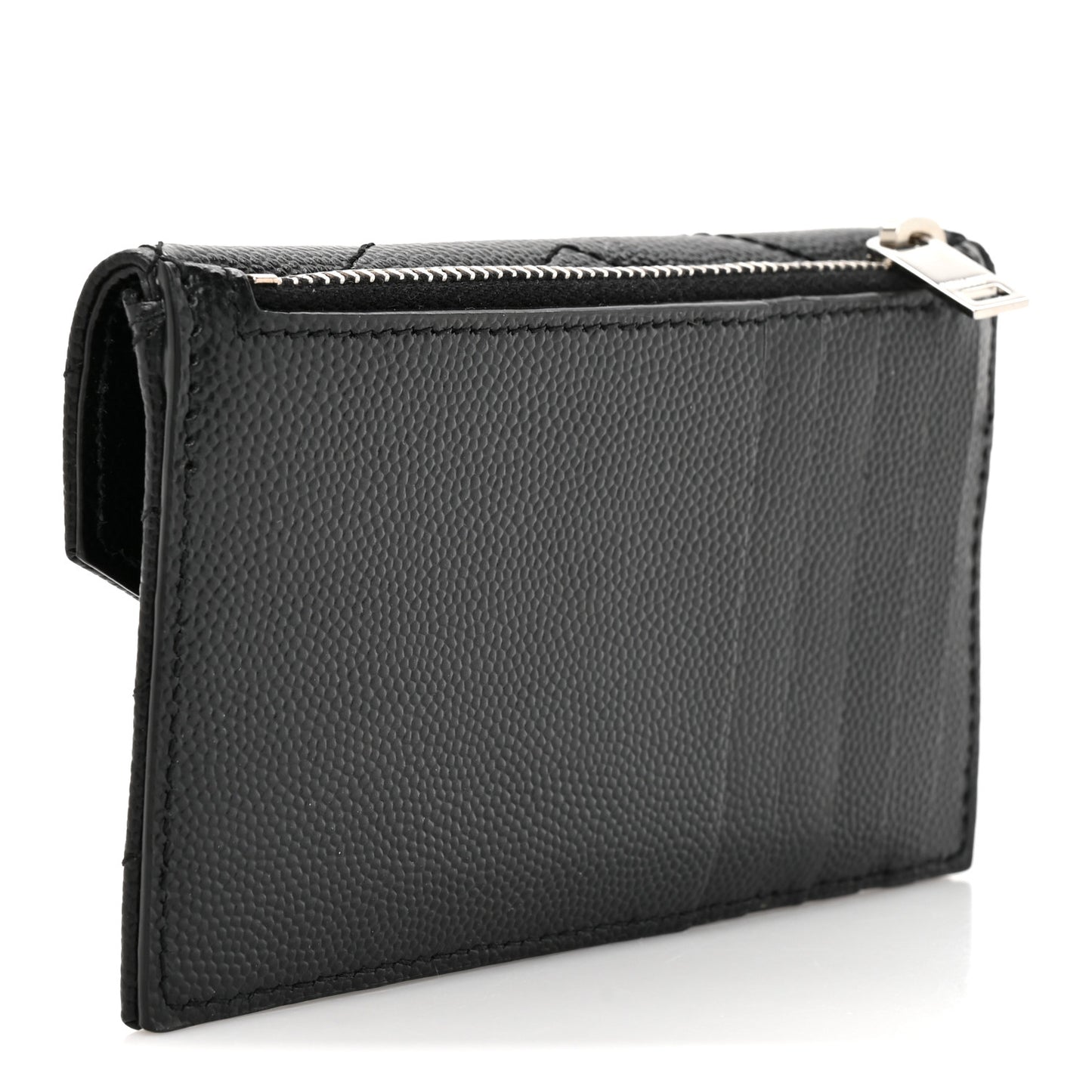 Grain De Poudre Matelasse Chevron Monogram Compact Wallet Black