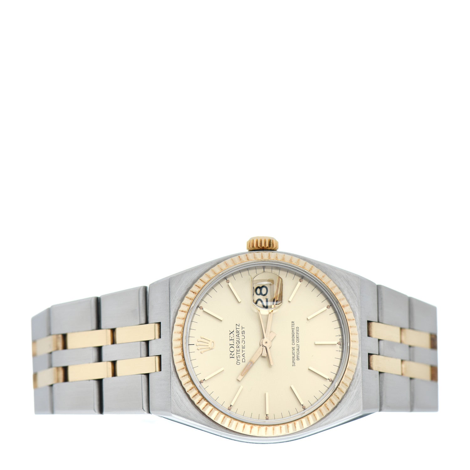 Rolex Stainless Steel 18K Yellow Gold 36mm Oysterquartz Datejust Watch Champagne 17013 2 of 4