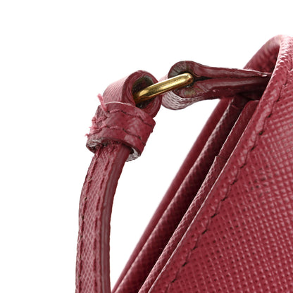 Prada Saffiano Metal Bar Flap Wallet with Strap Peonia 12 of 16
