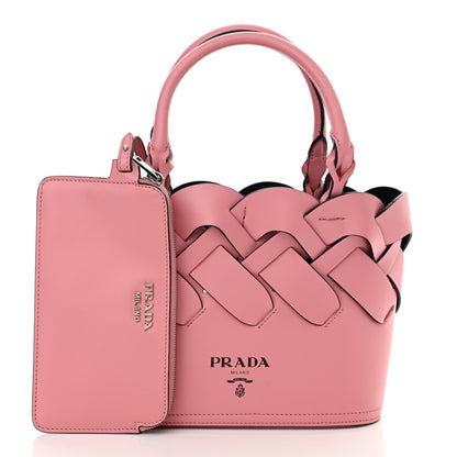 Prada Vitello Intreccio Tote Bag Petalo Black 2 of 11