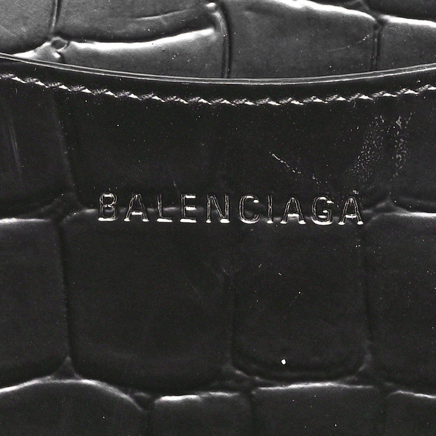 Semi Matte Calfskin Crocodile Embossed Neo Classic Black Hardware Large Top Handle Bag Black