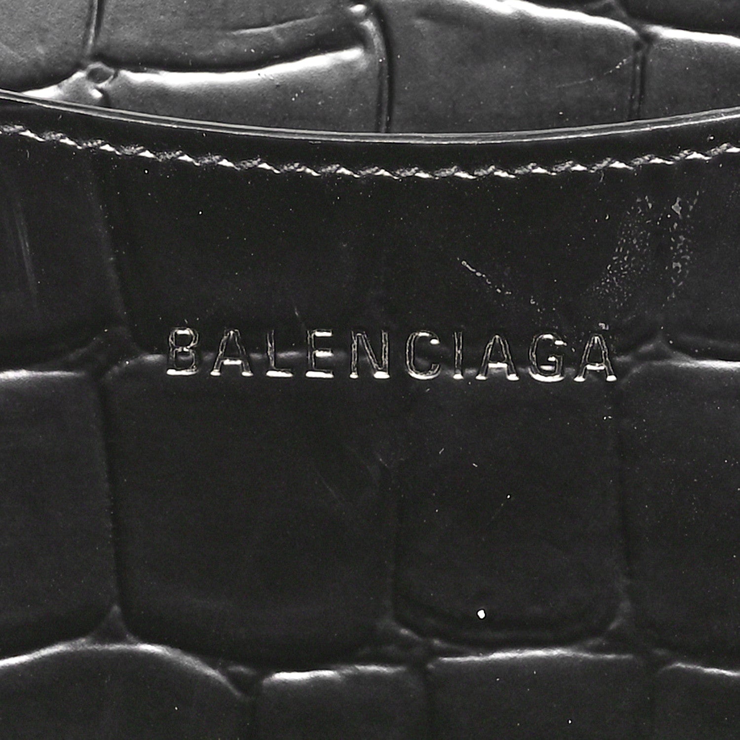 Balenciaga Semi Matte Calfskin Crocodile Embossed Neo Classic Black Hardware Large Top Handle Bag Black 6 of 10