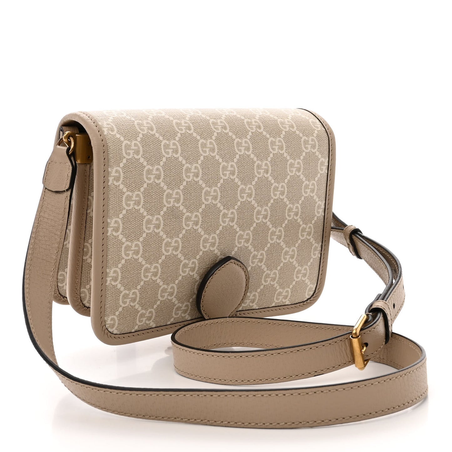 GG Supreme Monogram Textured Dollar Calfskin Mini Retro Interlocking G Flap Shoulder Bag Beige Mystic White Oatmeal