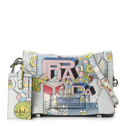 Prada X JAMES JEAN Glace Calf Comic Print Etiquette Flap Multicolor 1 of 12