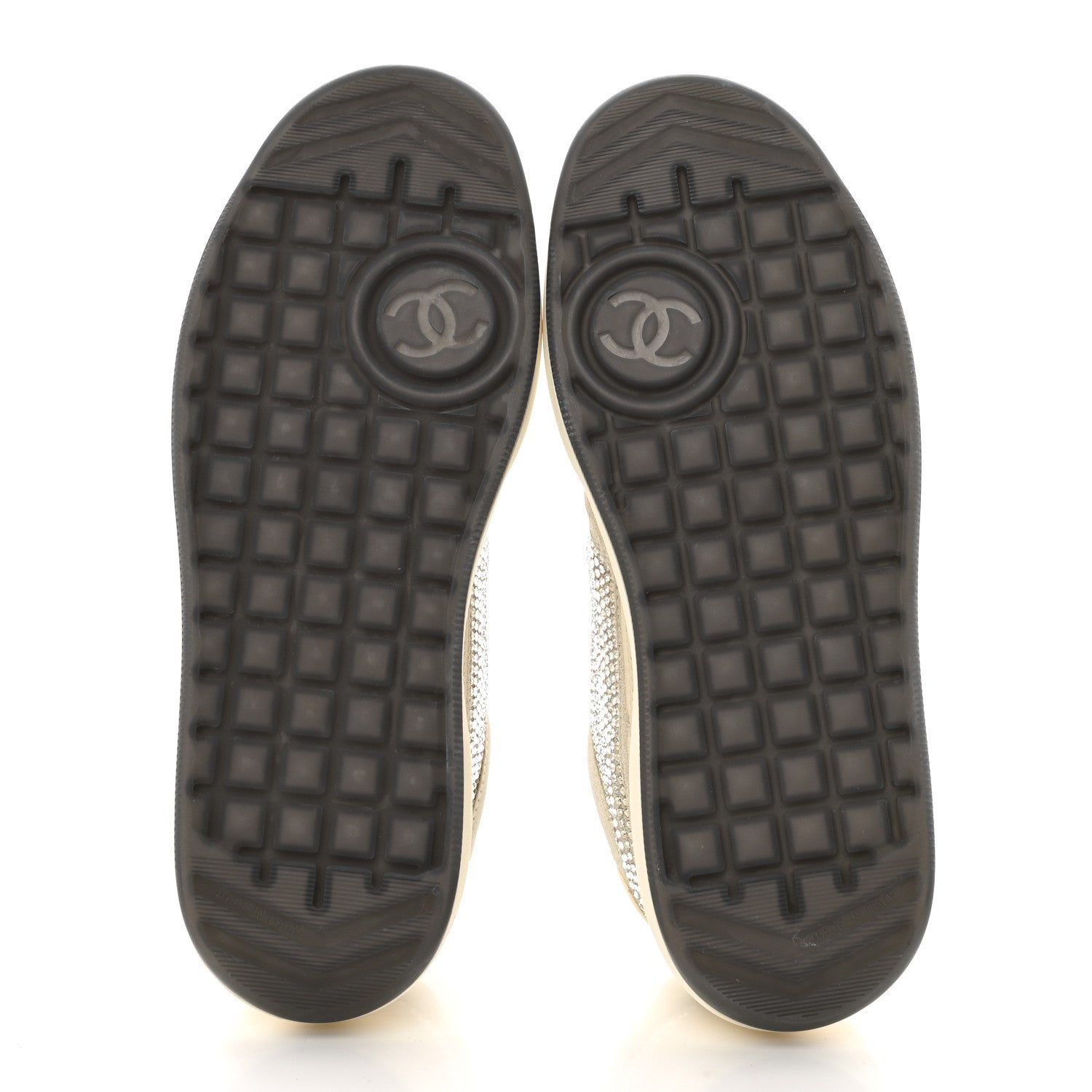 Chanel Calfskin Suede Crystal Womens CC Sneakers 40 White 5 of 9